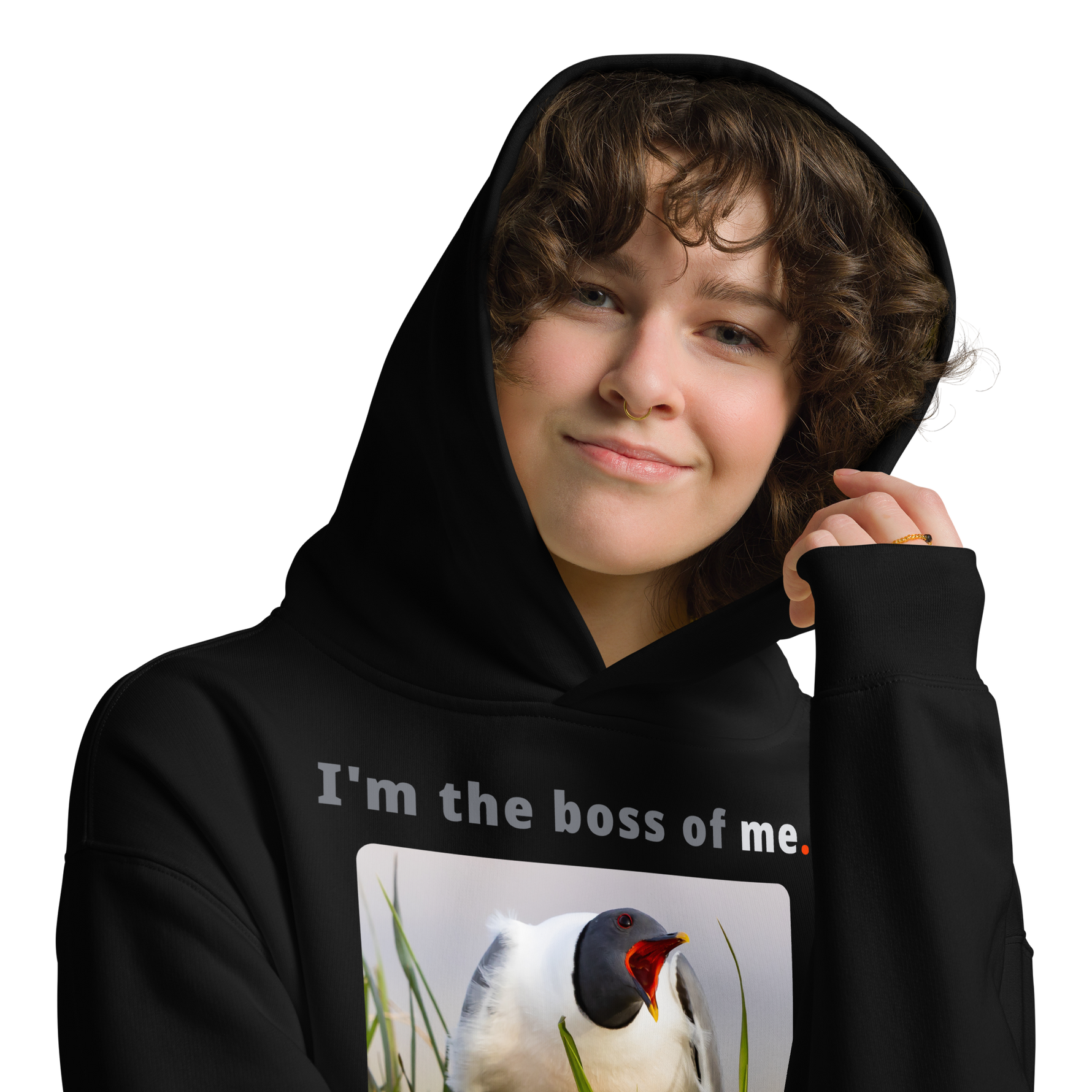 I'm the boss of me. - Sabine's gull speaking its mind - unisex oversized freedom hoodie 