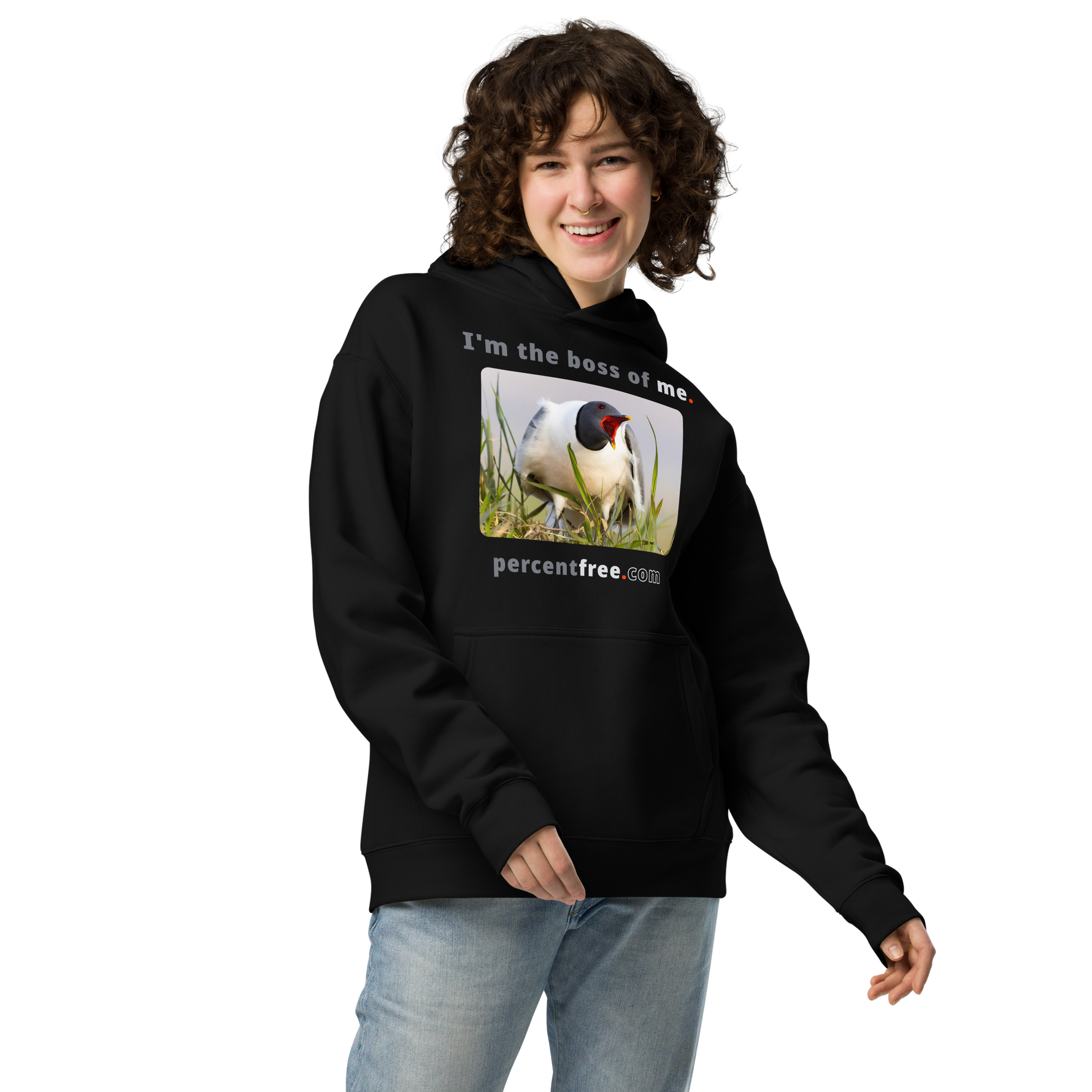 I'm the boss of me. - Sabine's gull speaking its mind - unisex oversized freedom hoodie 