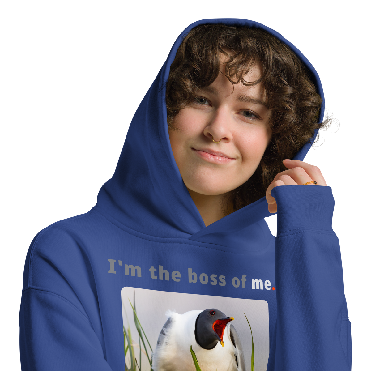 I'm the boss of me. - Sabine's gull speaking its mind - unisex oversized freedom hoodie 