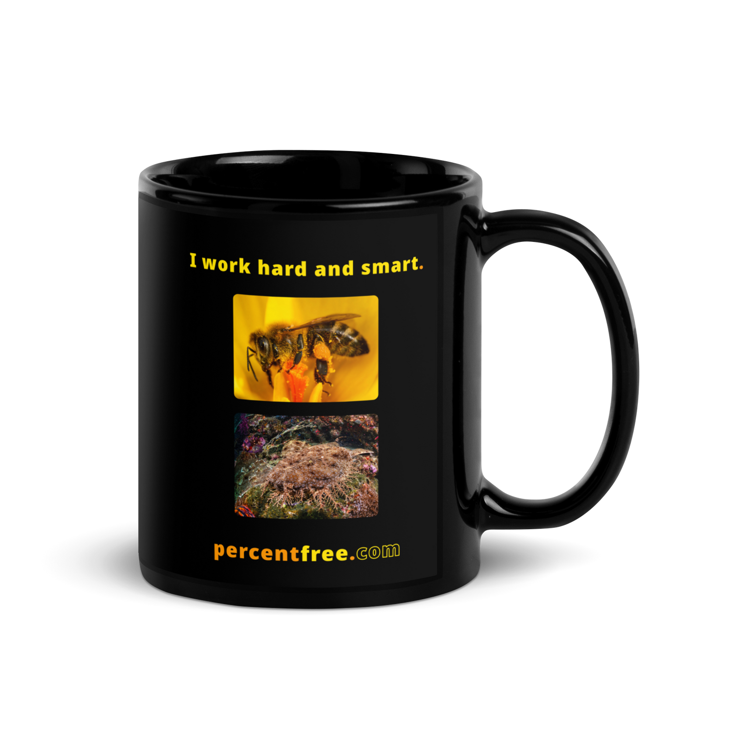 Work Coffee Mug (black) - I work hard and smart. - honeybee - tasselled wobbegong carpet shark 