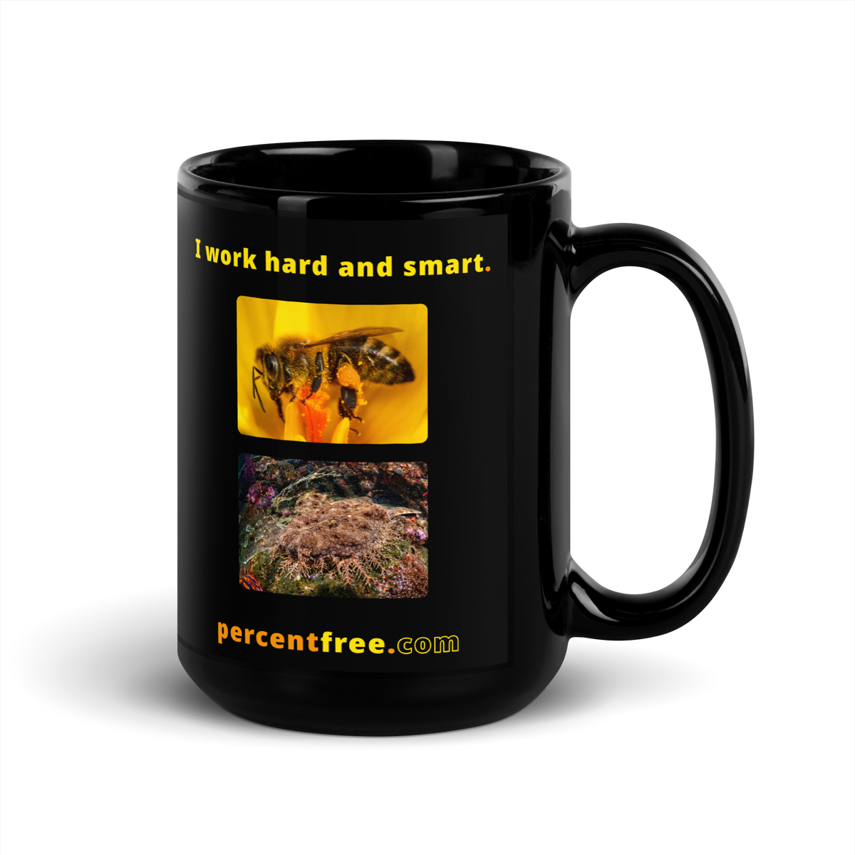 Work Coffee Mug (black) - I work hard and smart. - honeybee - tasselled wobbegong carpet shark 