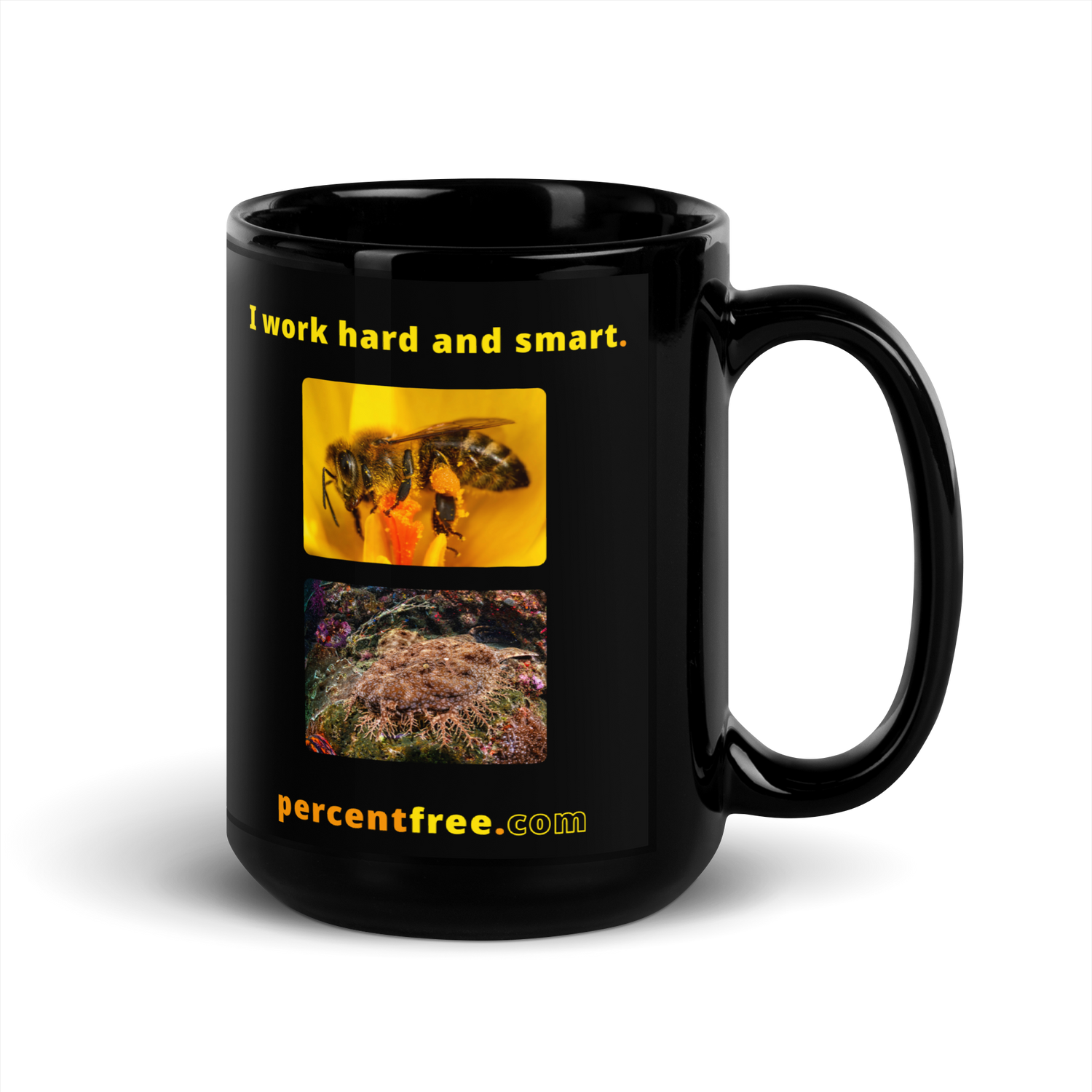 Work Coffee Mug (black) - I work hard and smart. - honeybee - tasselled wobbegong carpet shark 