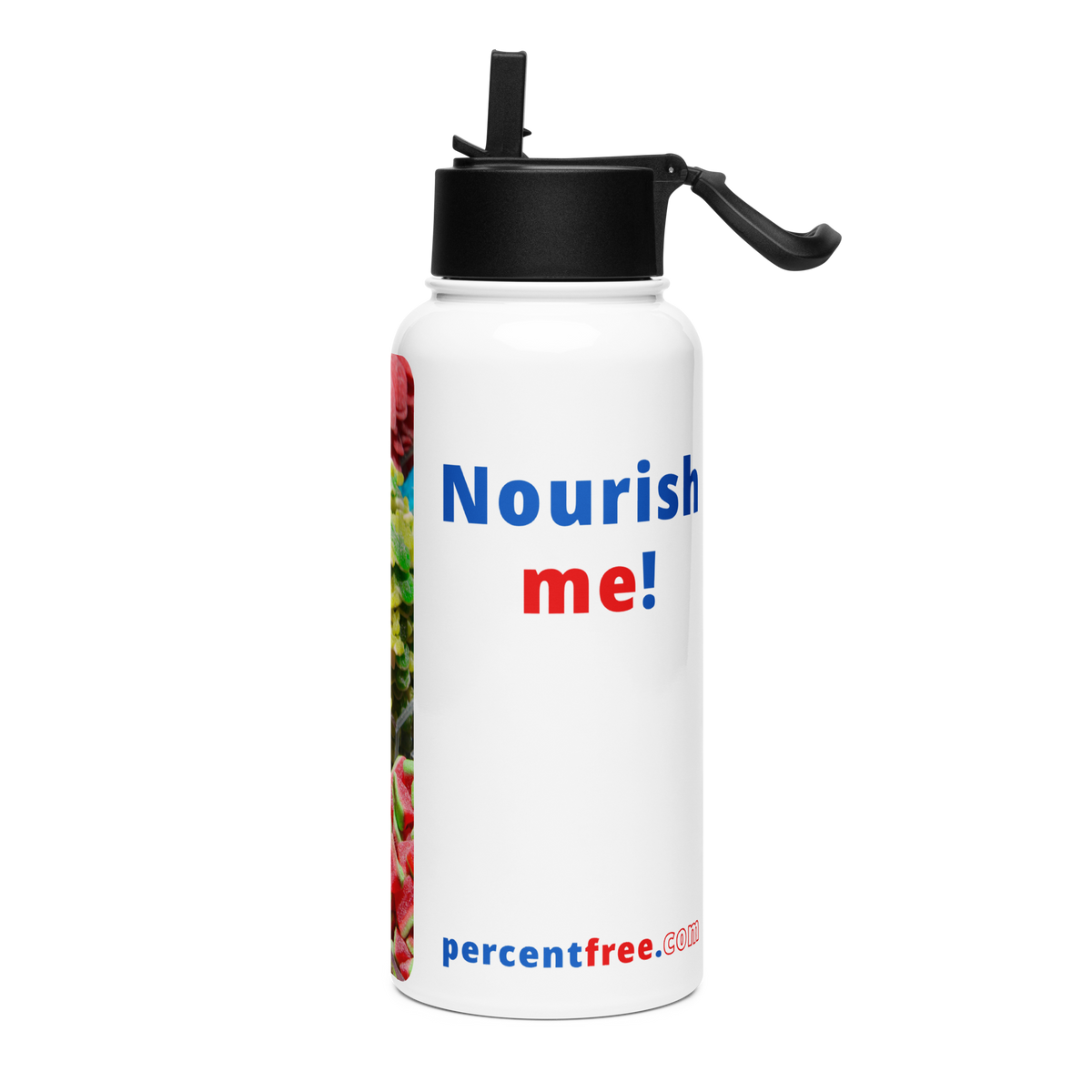 Nourish me! - gummy bears - Stainless Steel Freedom Water Bottle with a Straw Lid
