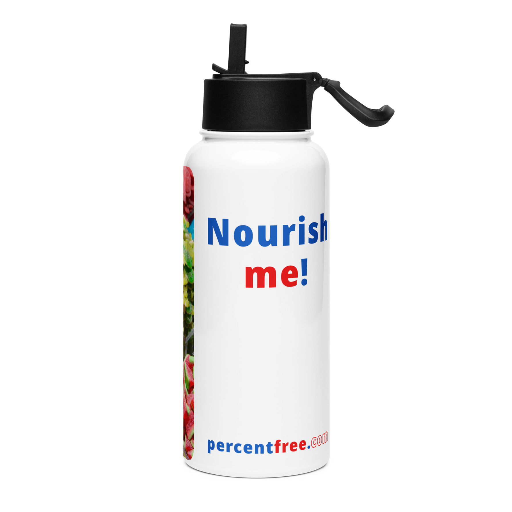 Nourish me! - gummy bears - Stainless Steel Freedom Water Bottle with a Straw Lid