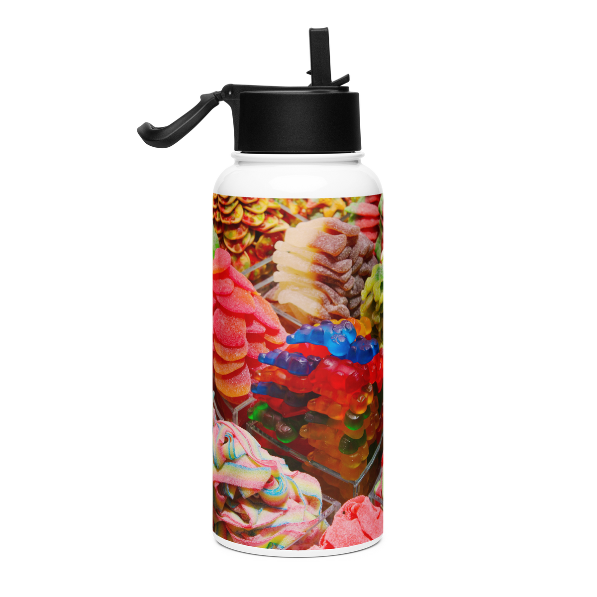 Nourish me! - gummy bears - Stainless Steel Freedom Water Bottle with a Straw Lid