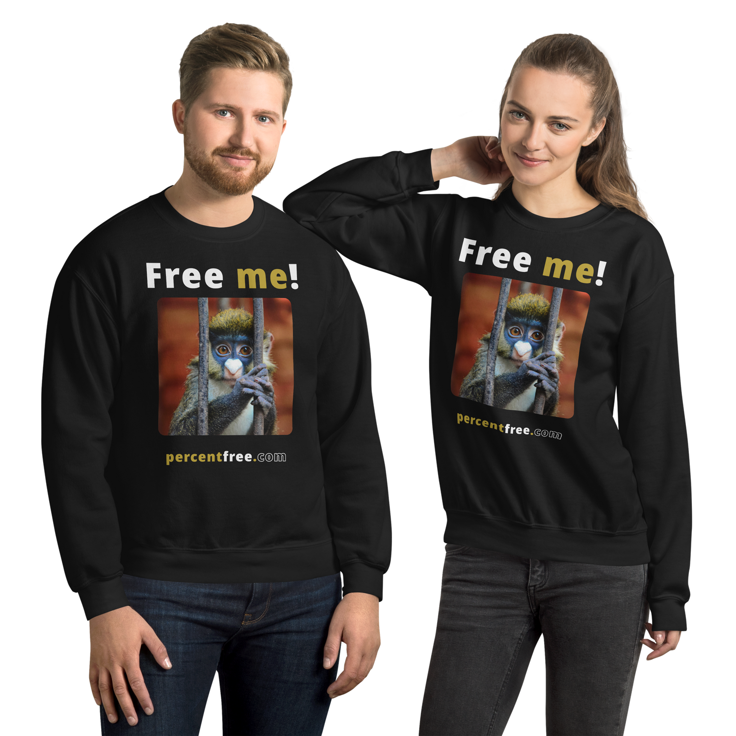 Free me! - red-tailed monkey in a cage - Unisex Freedom Sweatshirt 