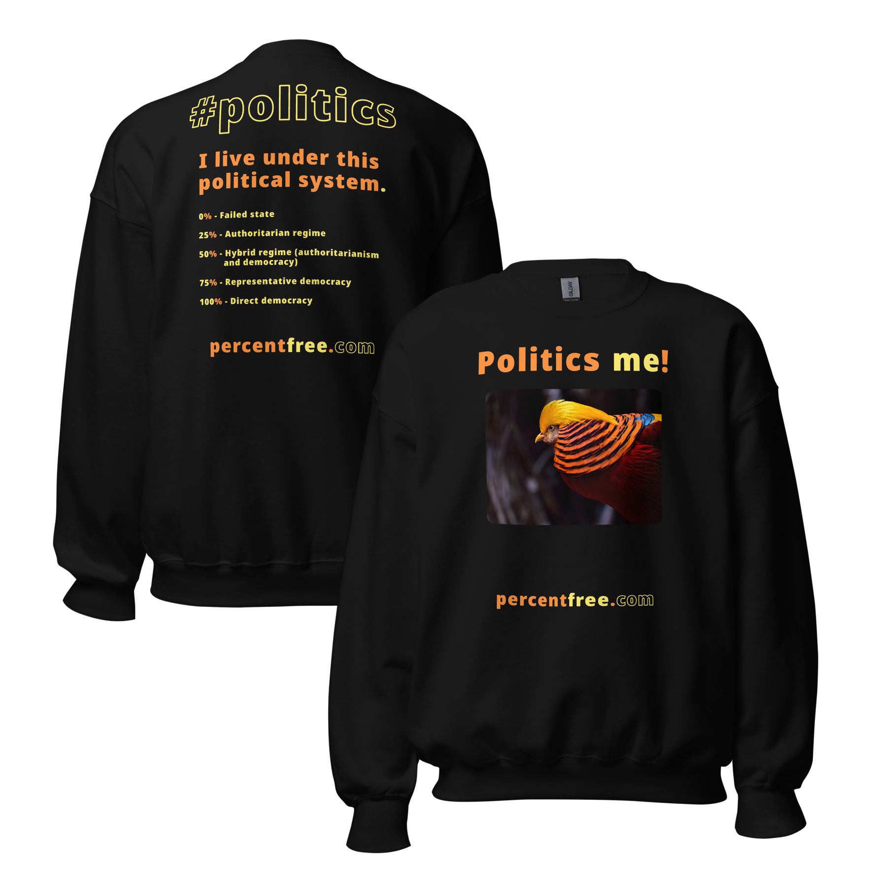Unisex Front-and-Back Politics Sweatshirt - Politics me! - golden pheasant - 
