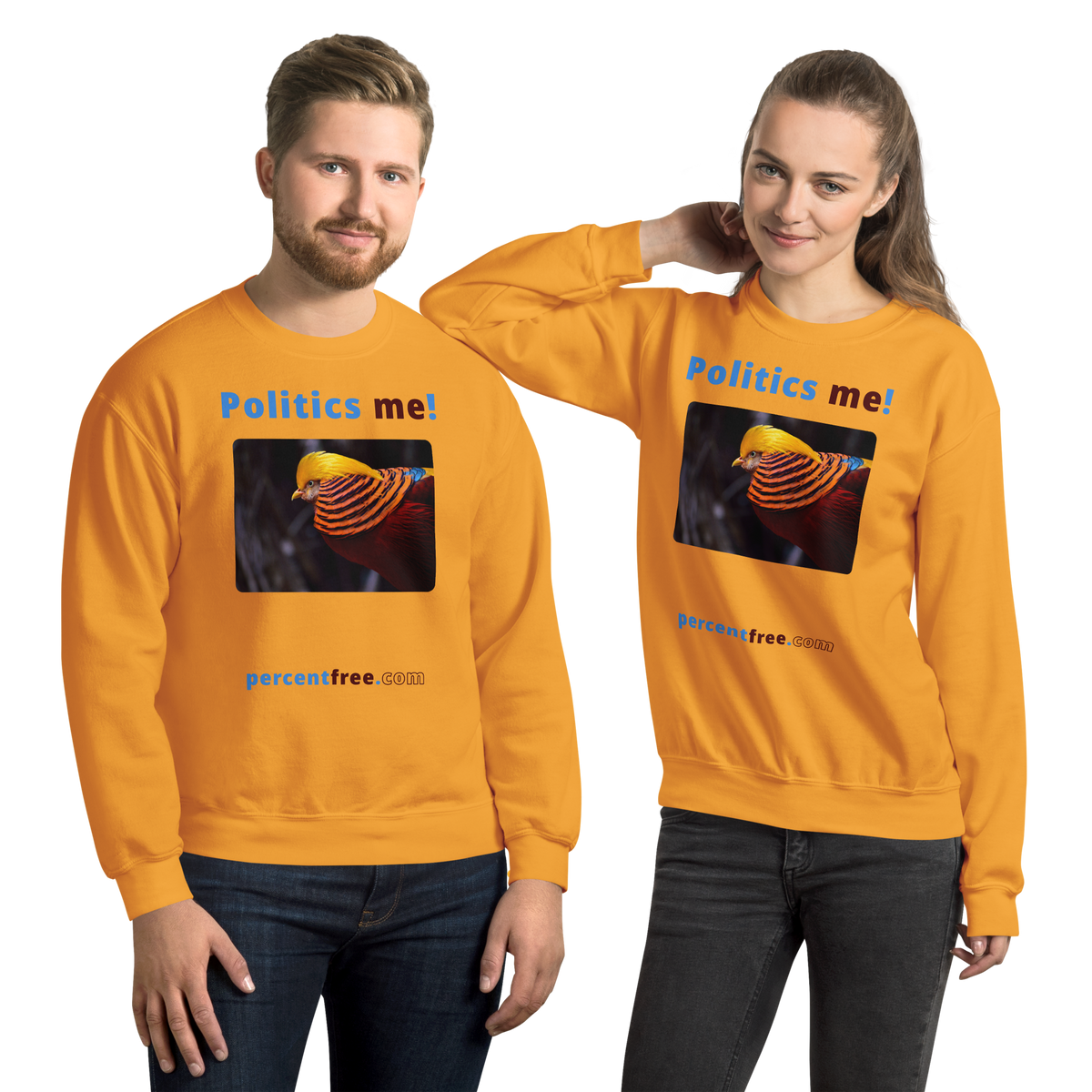 Unisex Front-and-Back Politics Sweatshirt - Politics me! - golden pheasant 