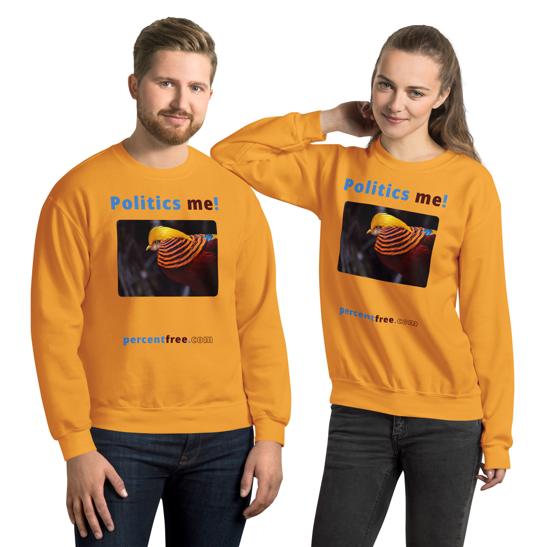 Unisex Front-and-Back Politics Sweatshirt - Politics me! - golden pheasant 