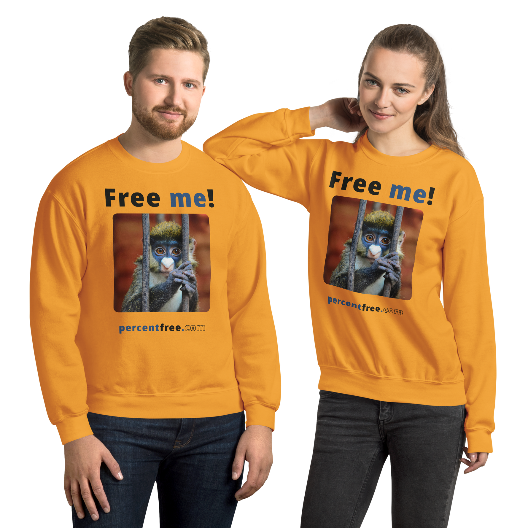 Free me! - red-tailed monkey in a cage - Unisex Freedom Sweatshirt 