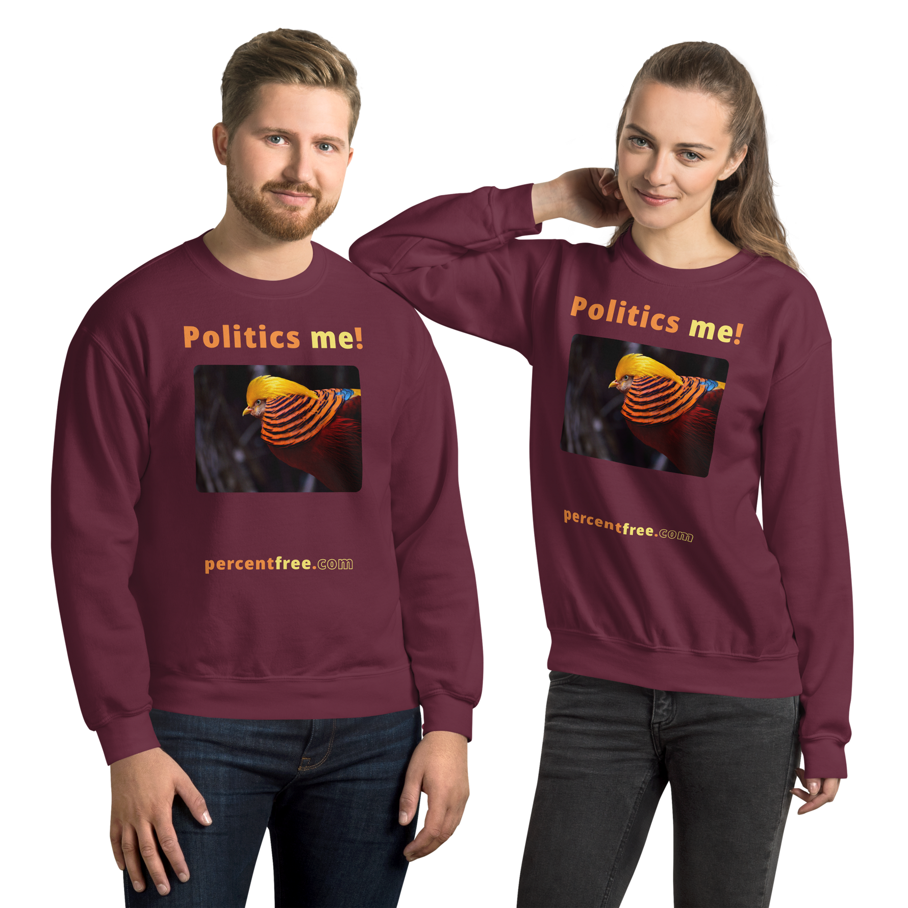 Unisex Front-and-Back Politics Sweatshirt - Politics me! - golden pheasant 