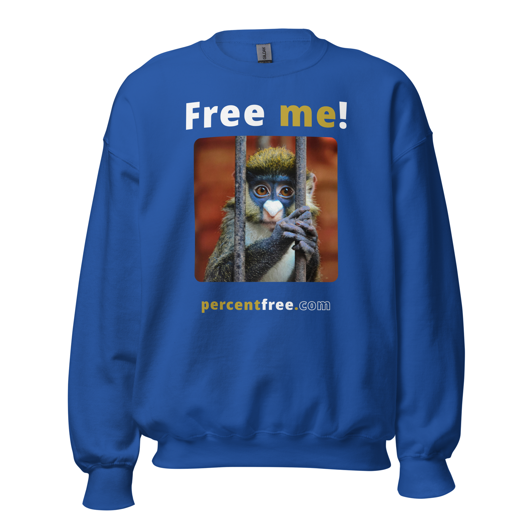 Free me! - red-tailed monkey in a cage - Unisex Freedom Sweatshirt #royal