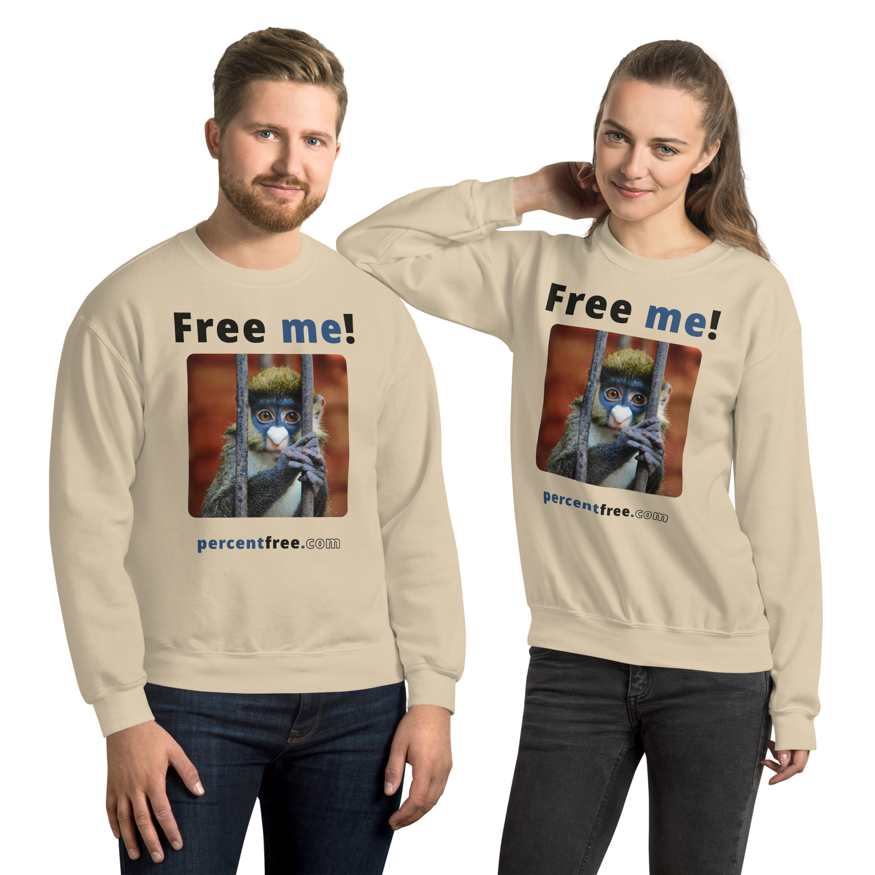 Free me! - red-tailed monkey in a cage - Unisex Freedom Sweatshirt 