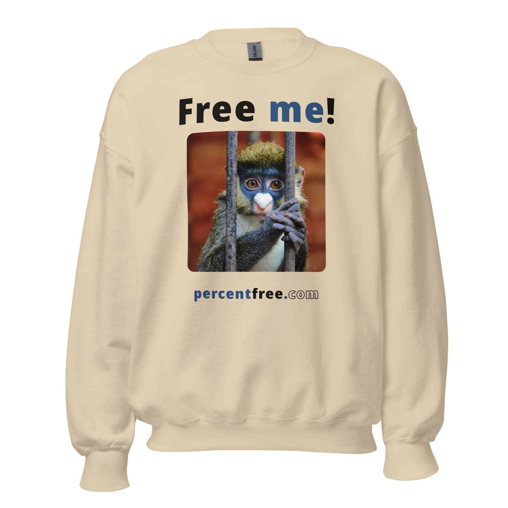 Free me! - red-tailed monkey in a cage - Unisex Freedom Sweatshirt 
