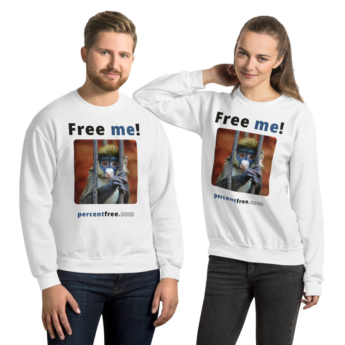 Free me! - red-tailed monkey in a cage - Unisex Freedom Sweatshirt 