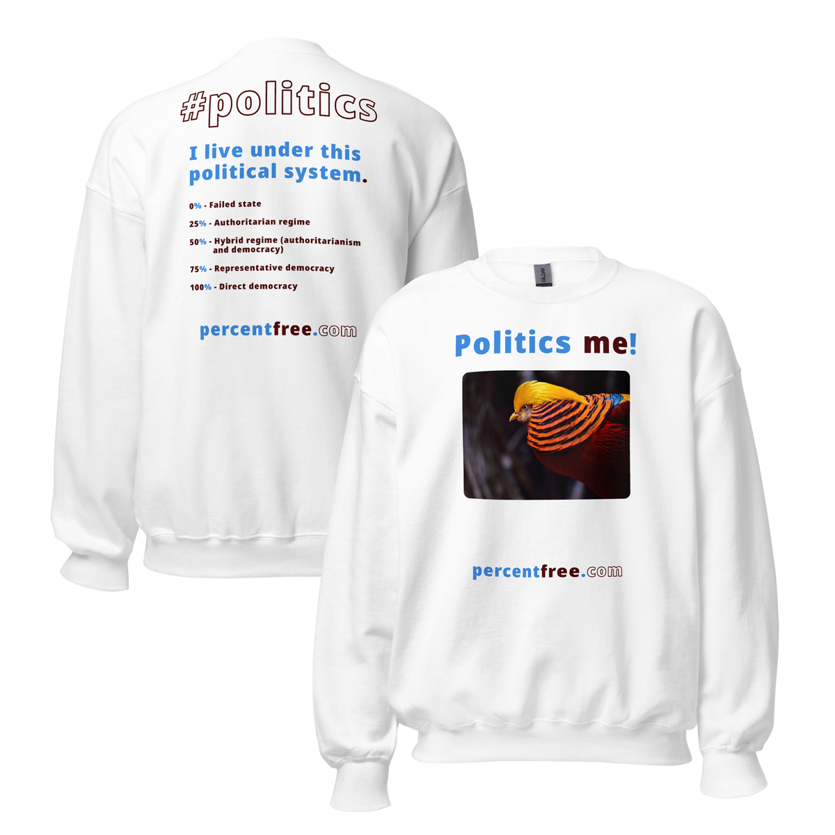 Unisex Front-and-Back Politics Sweatshirt - Politics me! - golden pheasant - 