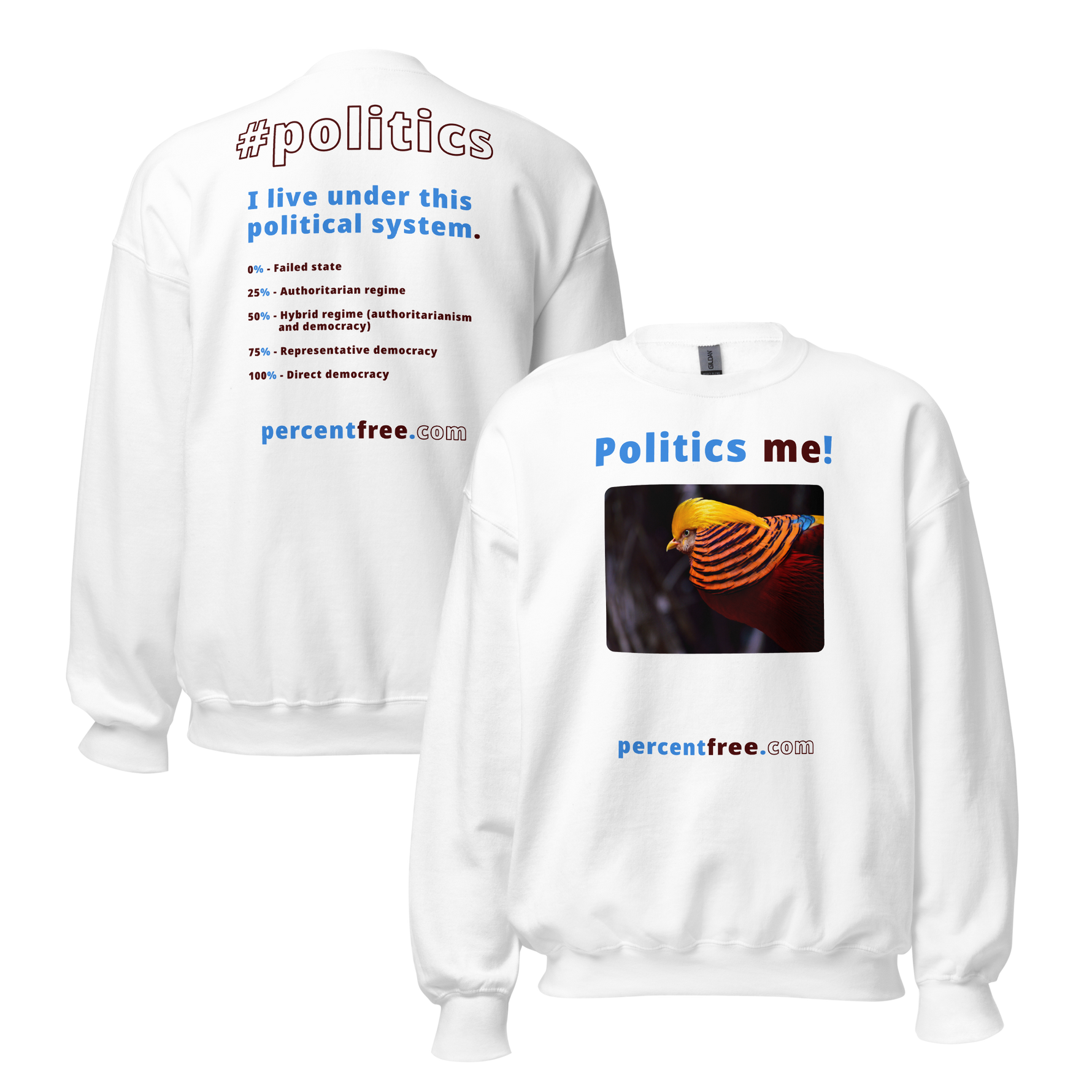Unisex Front-and-Back Politics Sweatshirt - Politics me! - golden pheasant - 