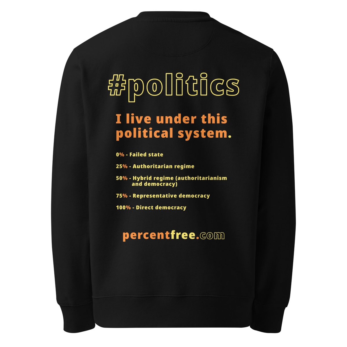 Unisex Front-and-Back Eco 100% Organic Cotton Politics Sweatshirt - 
