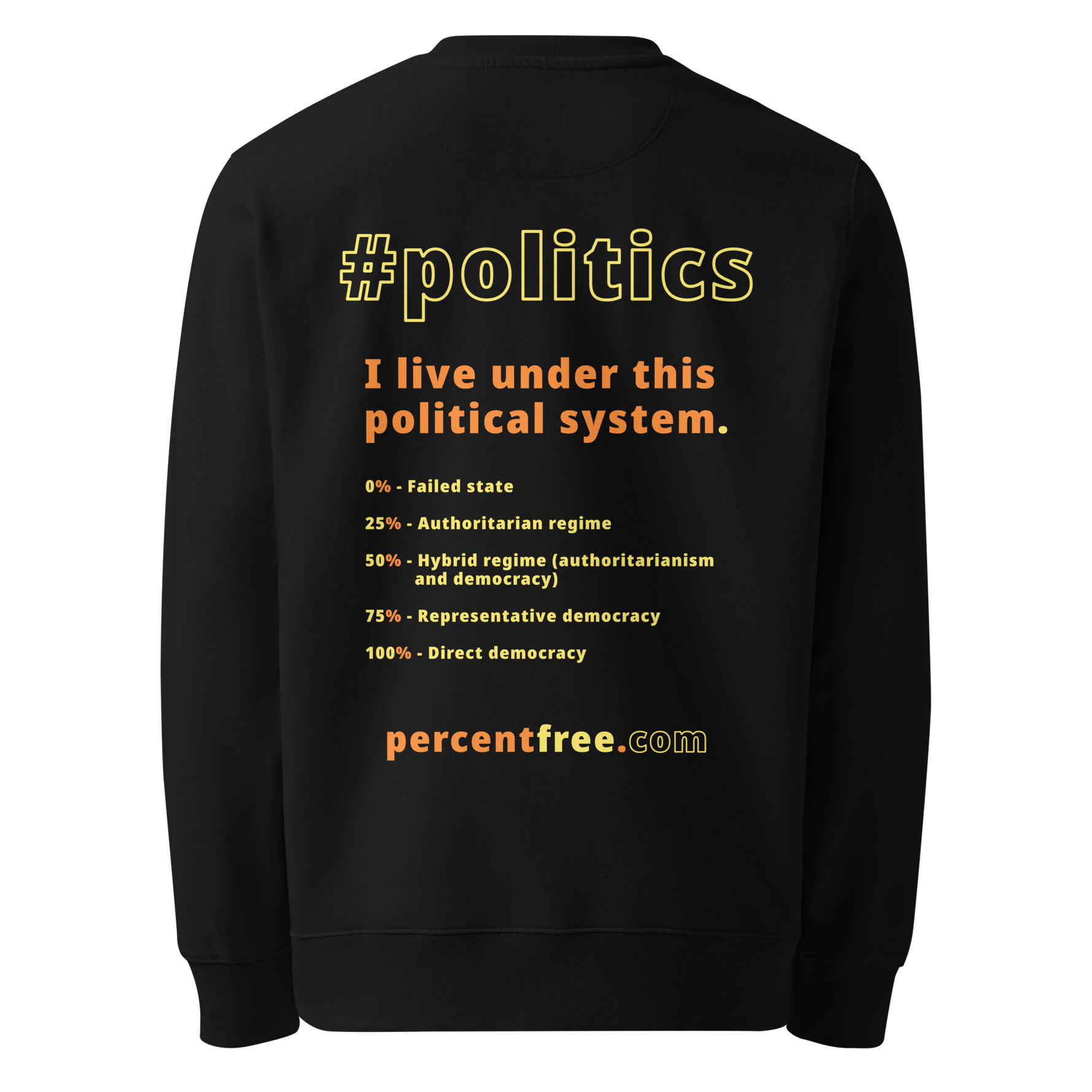 Unisex Front-and-Back Eco 100% Organic Cotton Politics Sweatshirt - 