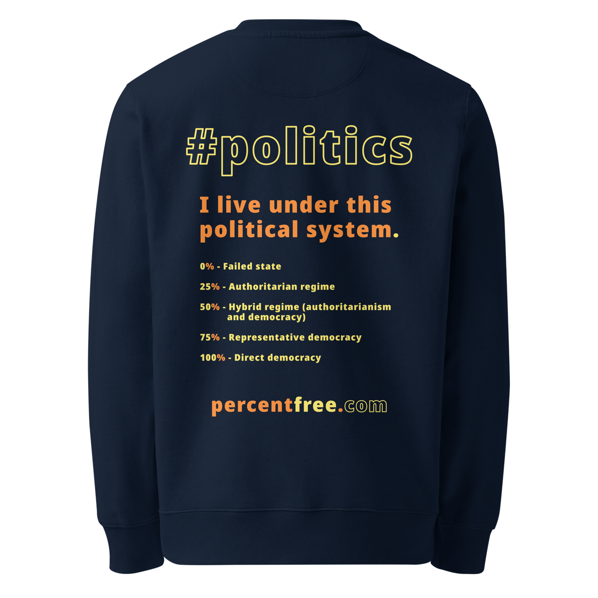 Unisex Front-and-Back Eco 100% Organic Cotton Politics Sweatshirt - 