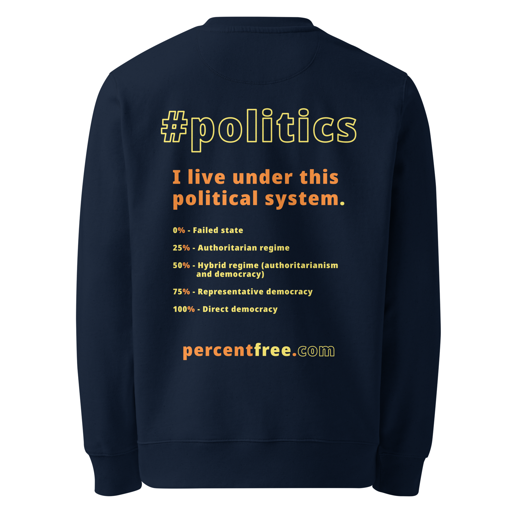 Unisex Front-and-Back Eco 100% Organic Cotton Politics Sweatshirt - 