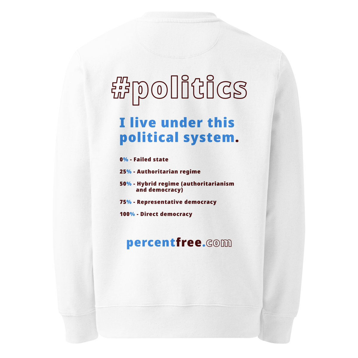 Unisex Front-and-Back Eco 100% Organic Cotton Politics Sweatshirt - 