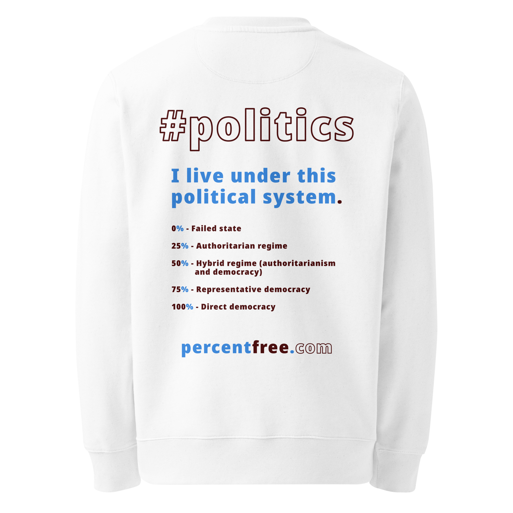 Unisex Front-and-Back Eco 100% Organic Cotton Politics Sweatshirt - 