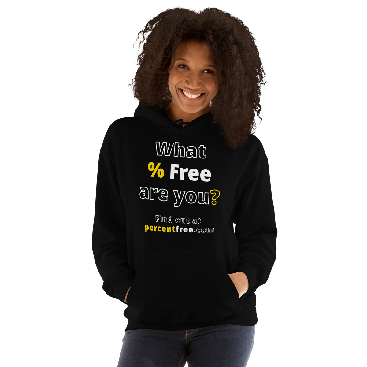 What % Free are you? - Find out at percentfree.com - Unisex Freedom Hoodie 