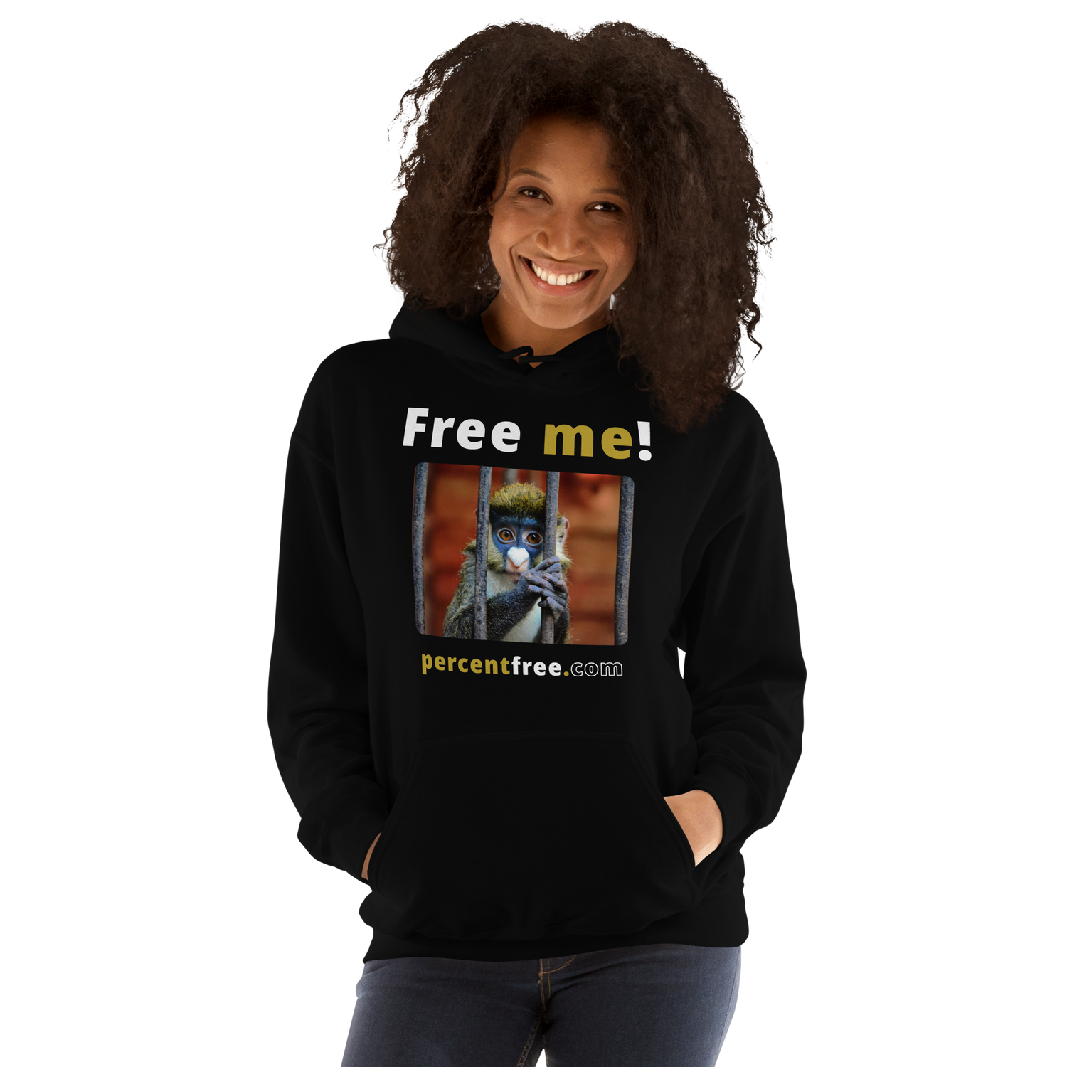 Free me! - red-tailed monkey in a cage - Unisex Freedom Hoodie 