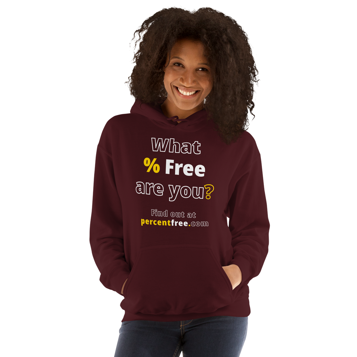 What % Free are you? - Find out at percentfree.com - Unisex Freedom Hoodie 