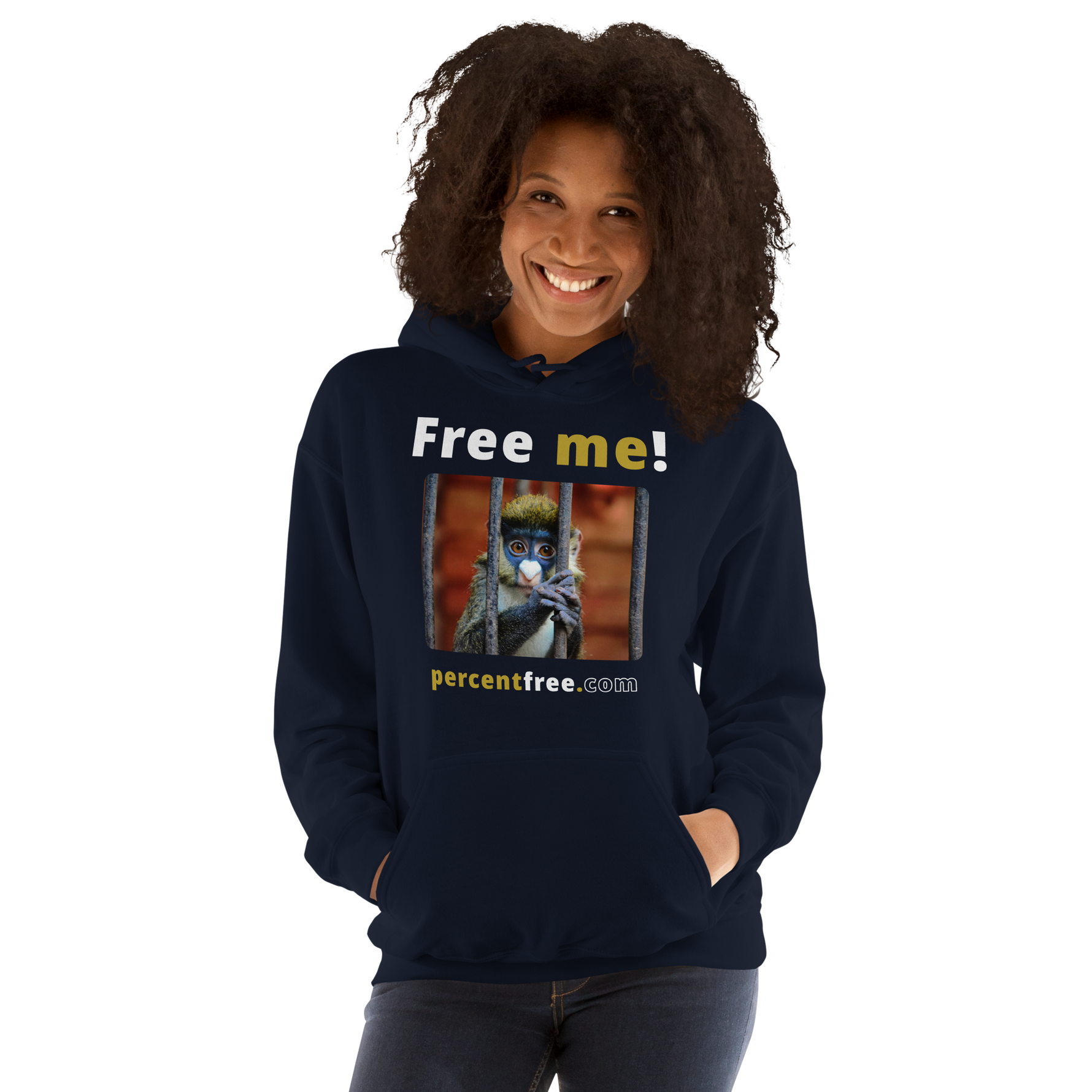 Free me! - red-tailed monkey in a cage - Unisex Freedom Hoodie 