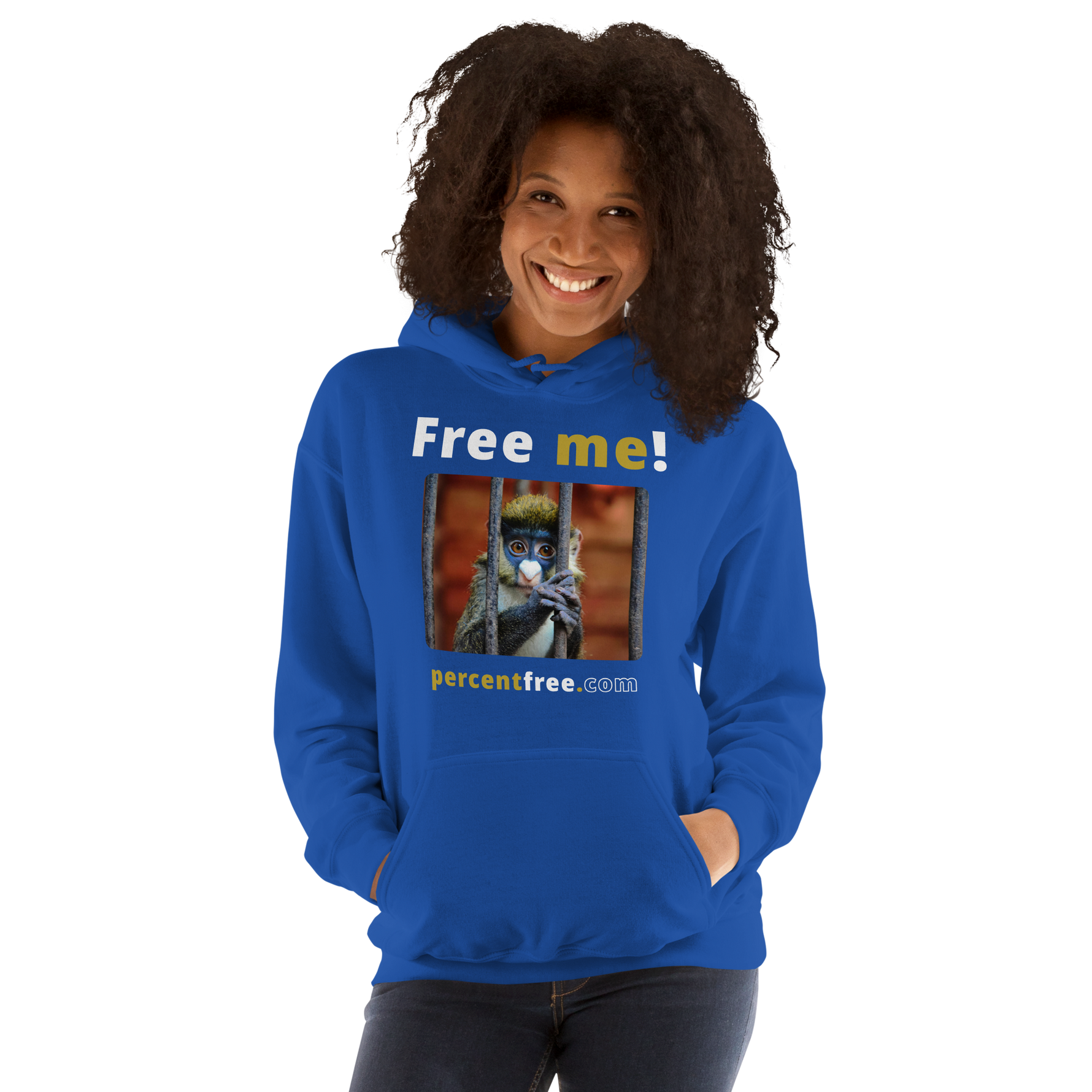 Free me! - red-tailed monkey in a cage - Unisex Freedom Hoodie 