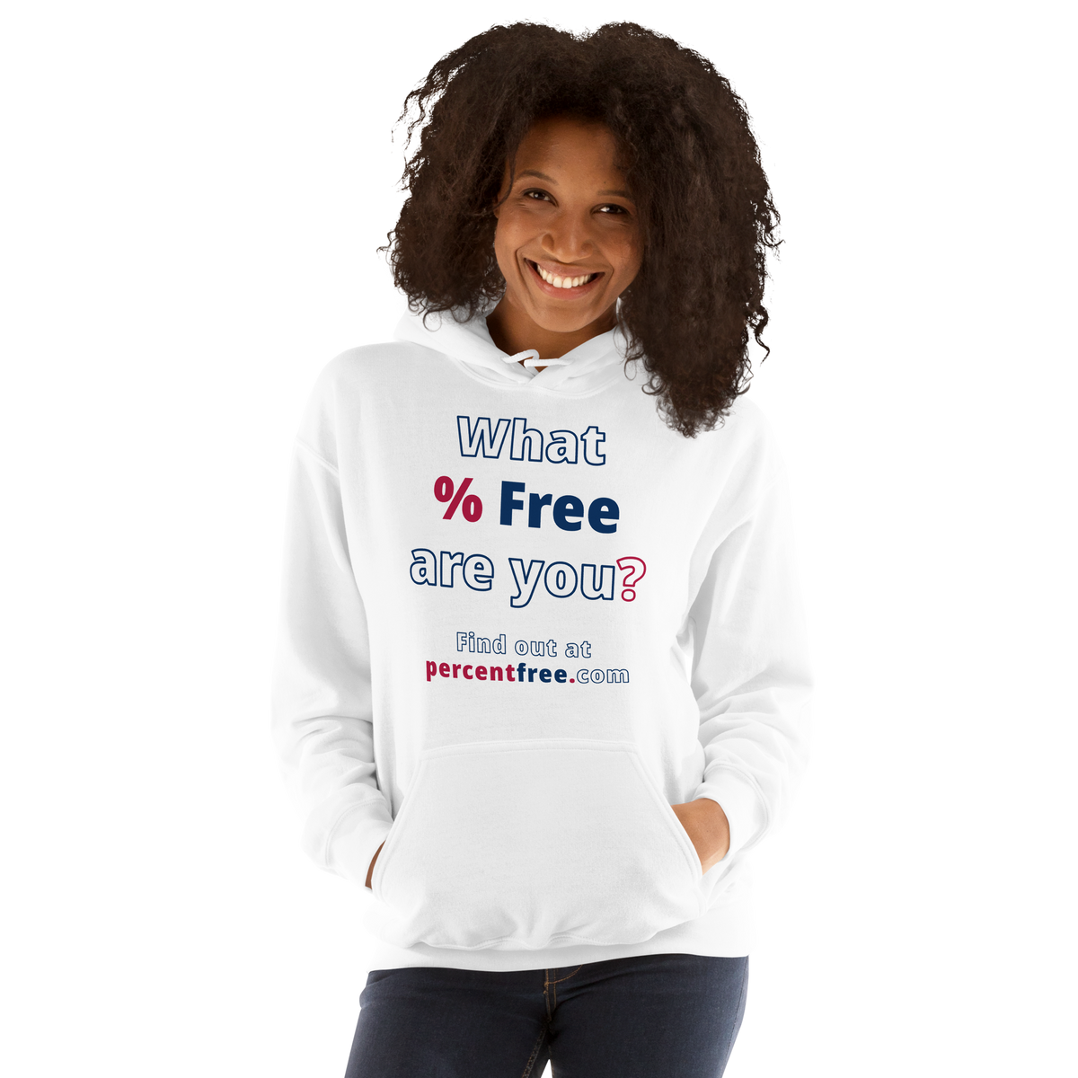 What % Free are you? - Find out at percentfree.com - Unisex Freedom Hoodie 