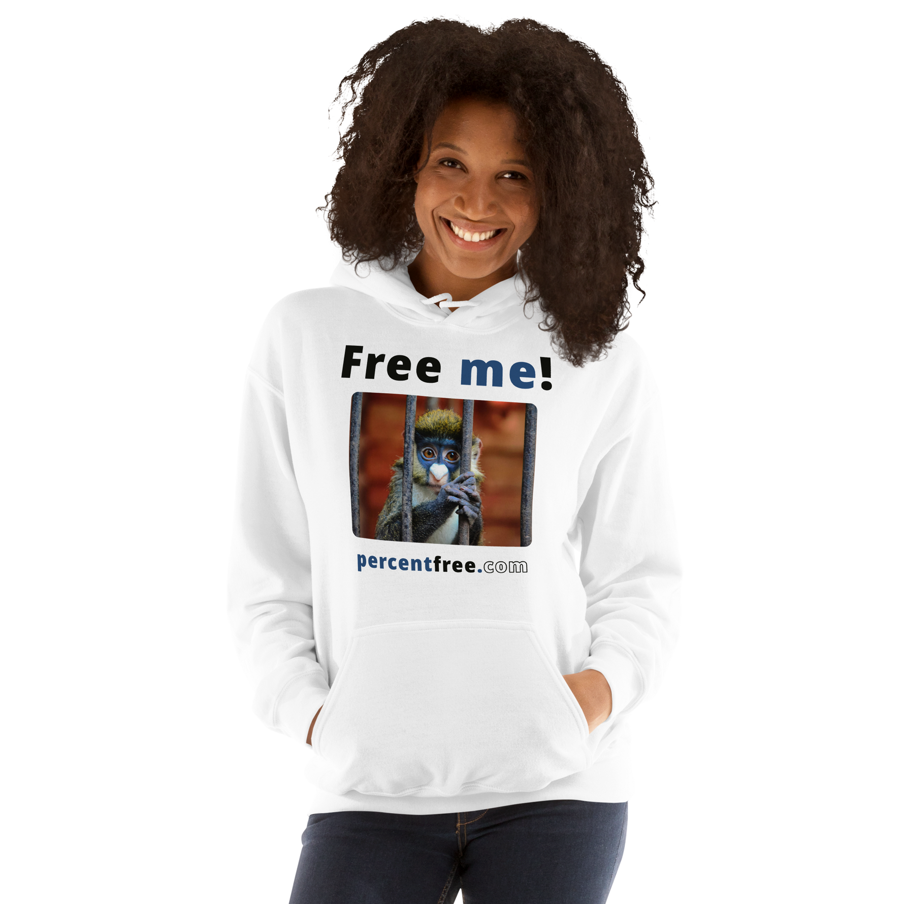 Free me! - red-tailed monkey in a cage - Unisex Freedom Hoodie 