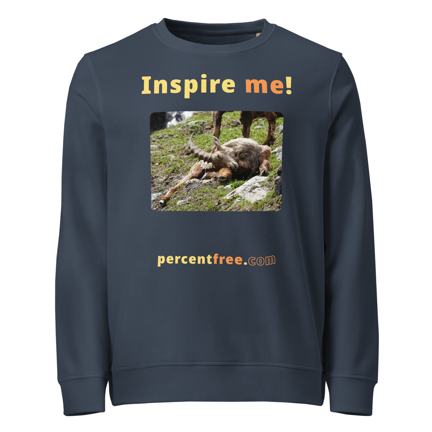 Inspire me! - Alpine ibex languishing - unisex organic freedom sweatshirt 