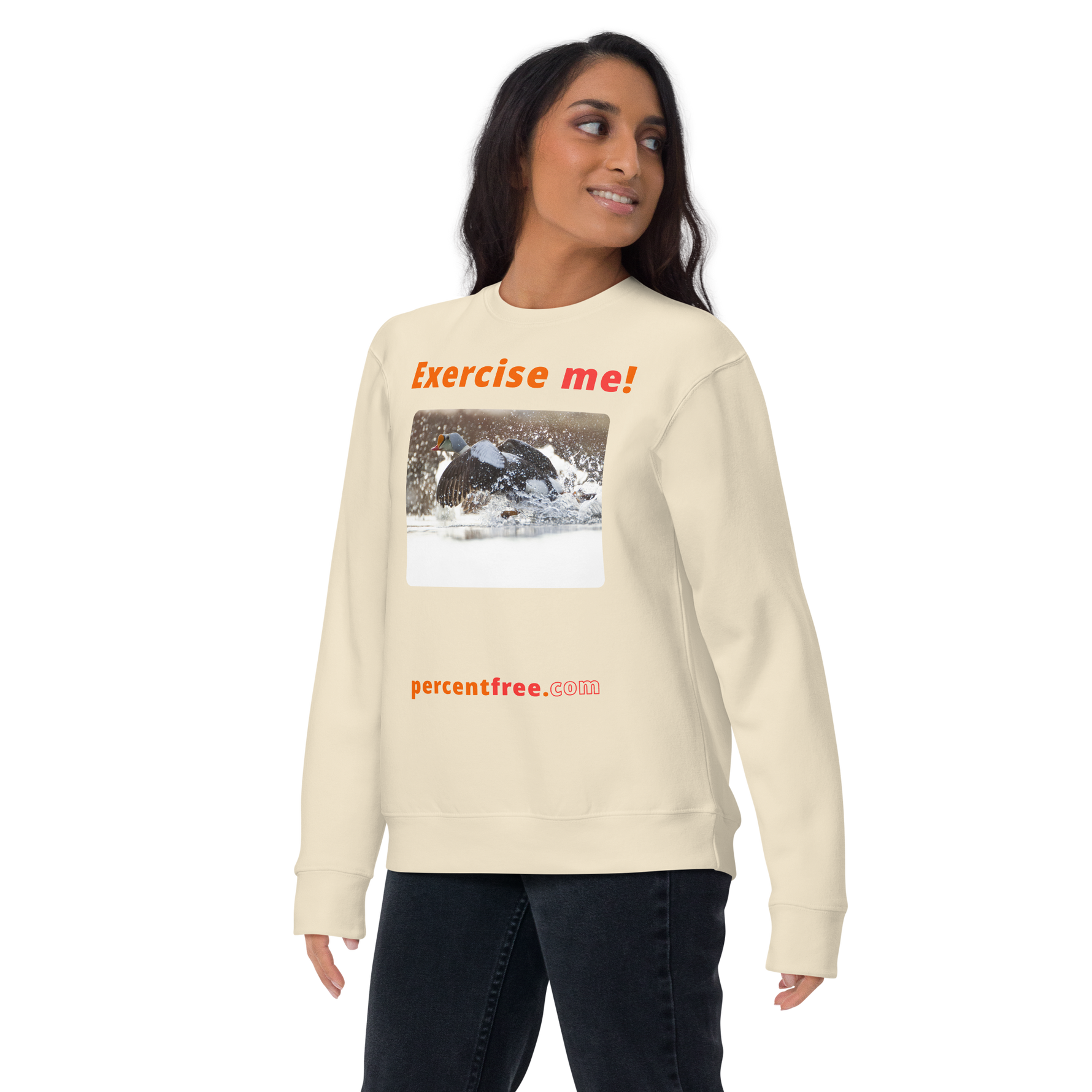 Exercise me! - king eider taking off - unisex premium freedom sweatshirt 
