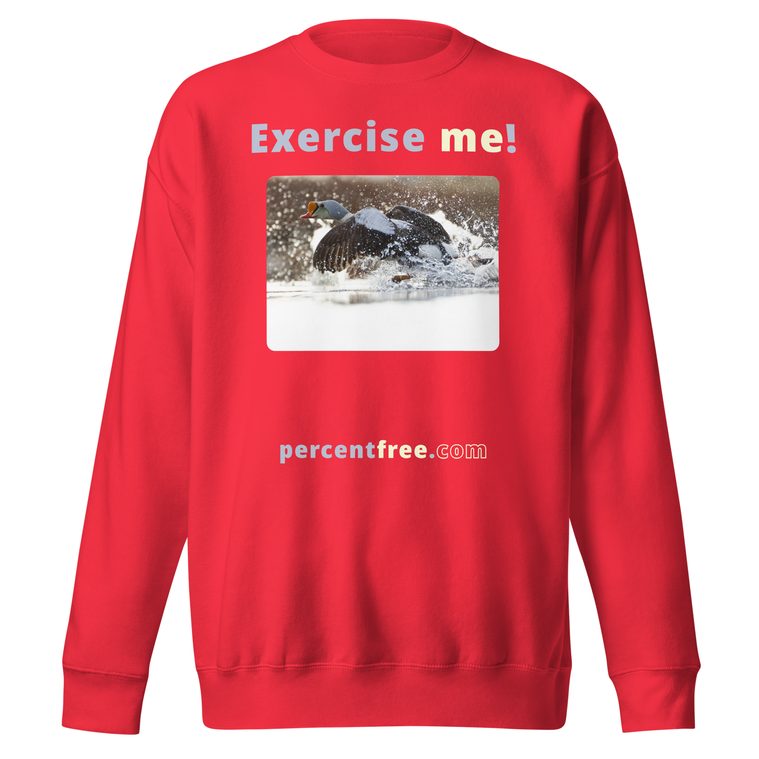 Exercise me! - king eider taking off - unisex premium freedom sweatshirt 