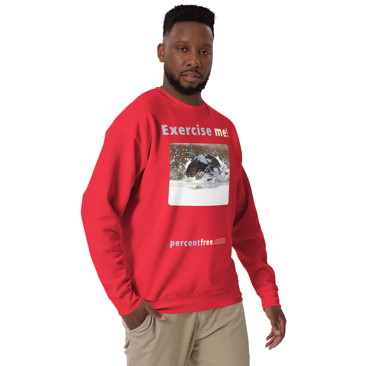 Exercise me! - king eider taking off - unisex premium freedom sweatshirt 
