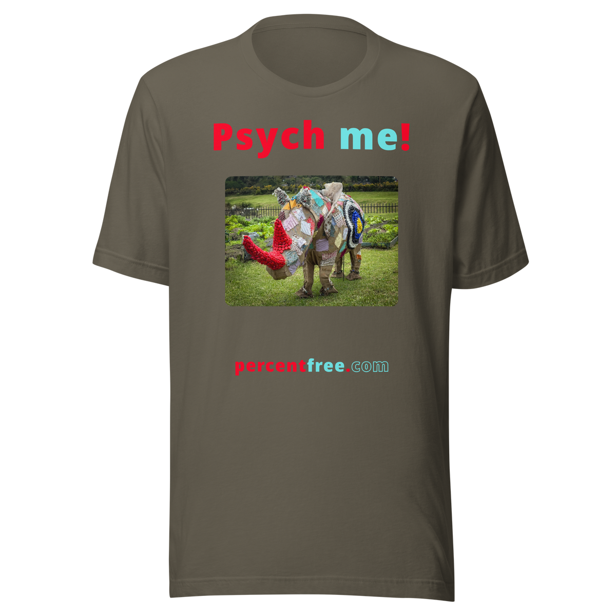Unisex Psychology T-shirt - Psych me! - rhinoceros artwork made of recycled materials 