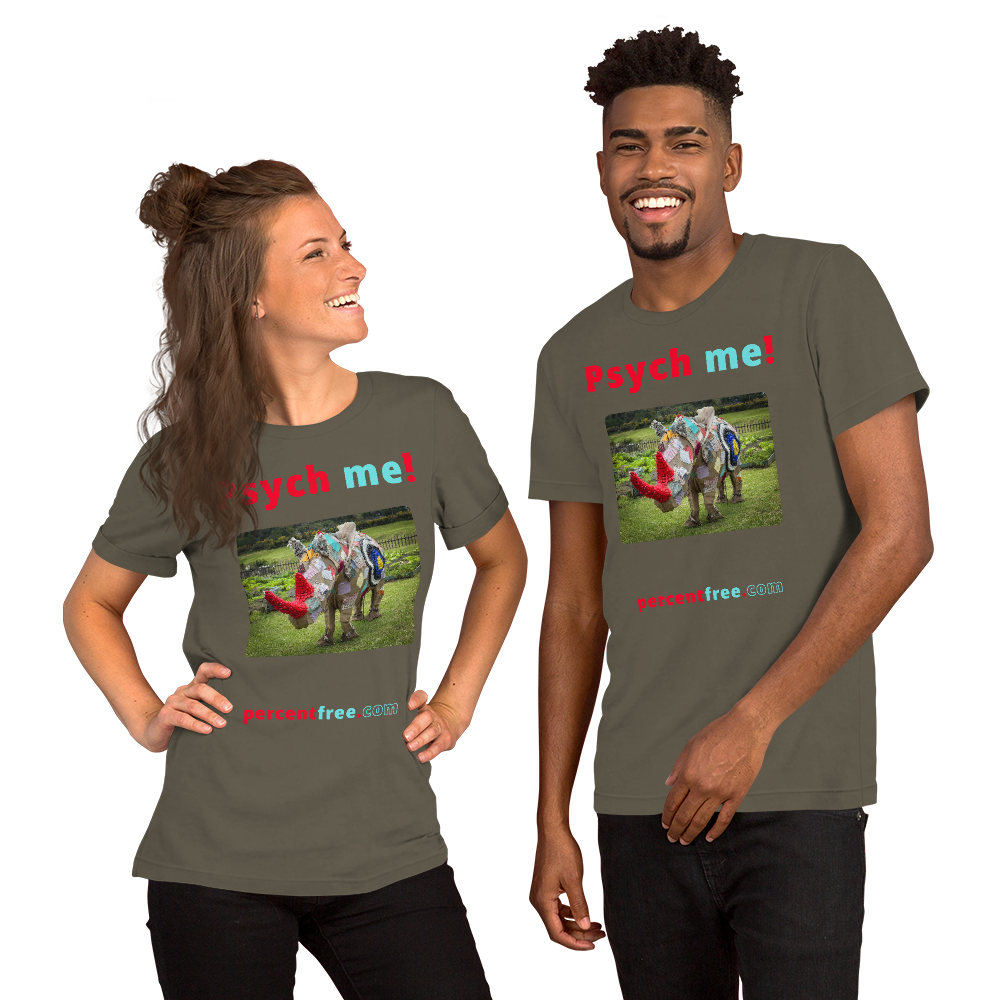 Unisex Psychology T-shirt - Psych me! - rhinoceros artwork made of recycled materials 