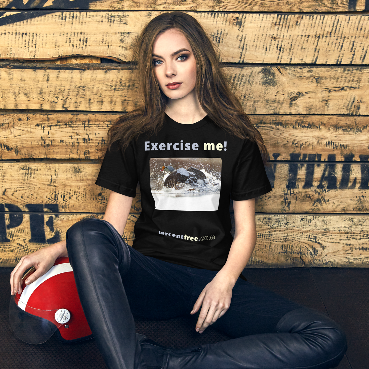 Exercise me! - king eider taking off - unisex freedom T-shirt 