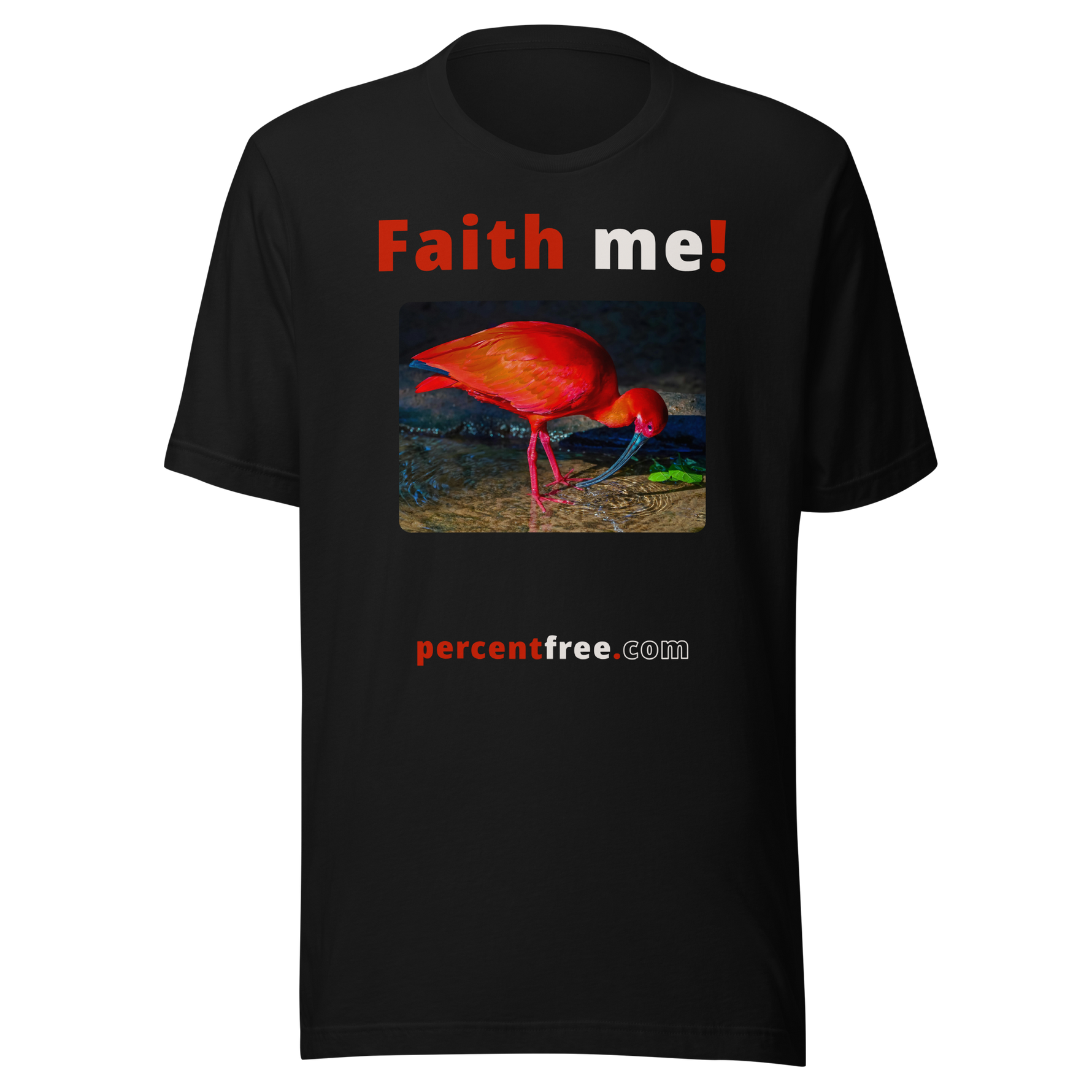 Unisex Front-and-Back Faith T-shirt - Faith me! - scarlet ibis 
