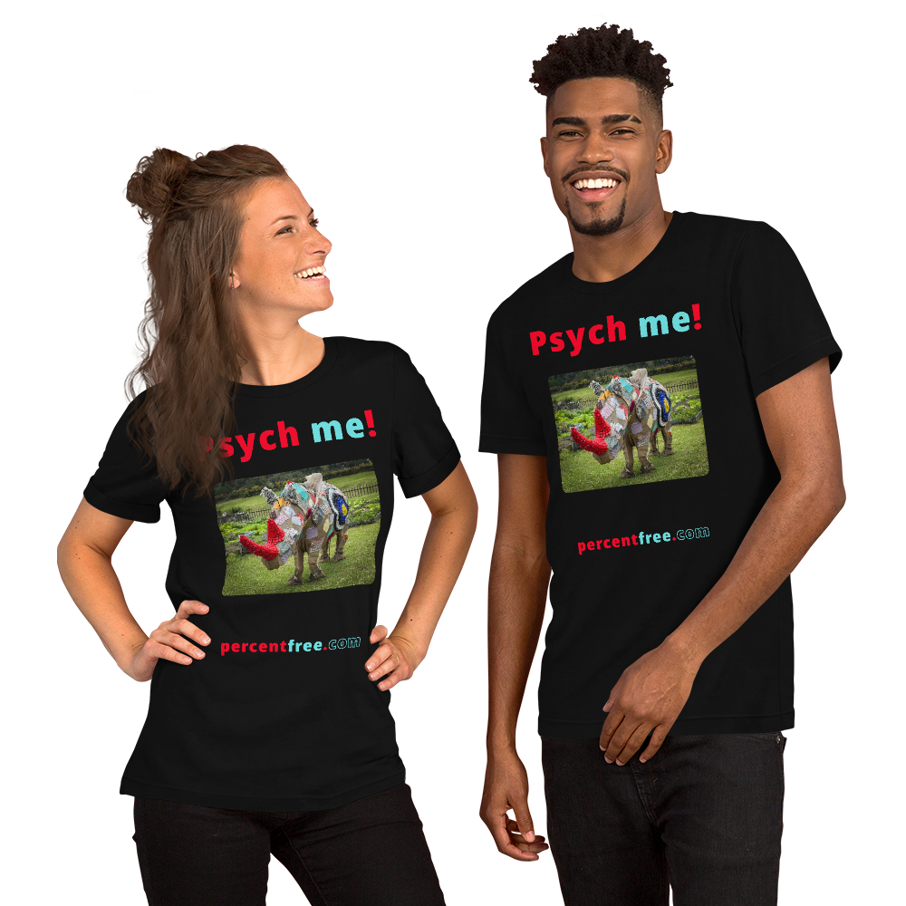 Unisex Psychology T-shirt - Psych me! - rhinoceros artwork made of recycled materials 