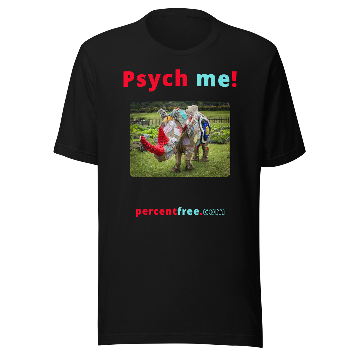 Unisex Psychology T-shirt - Psych me! - rhinoceros artwork made of recycled materials 
