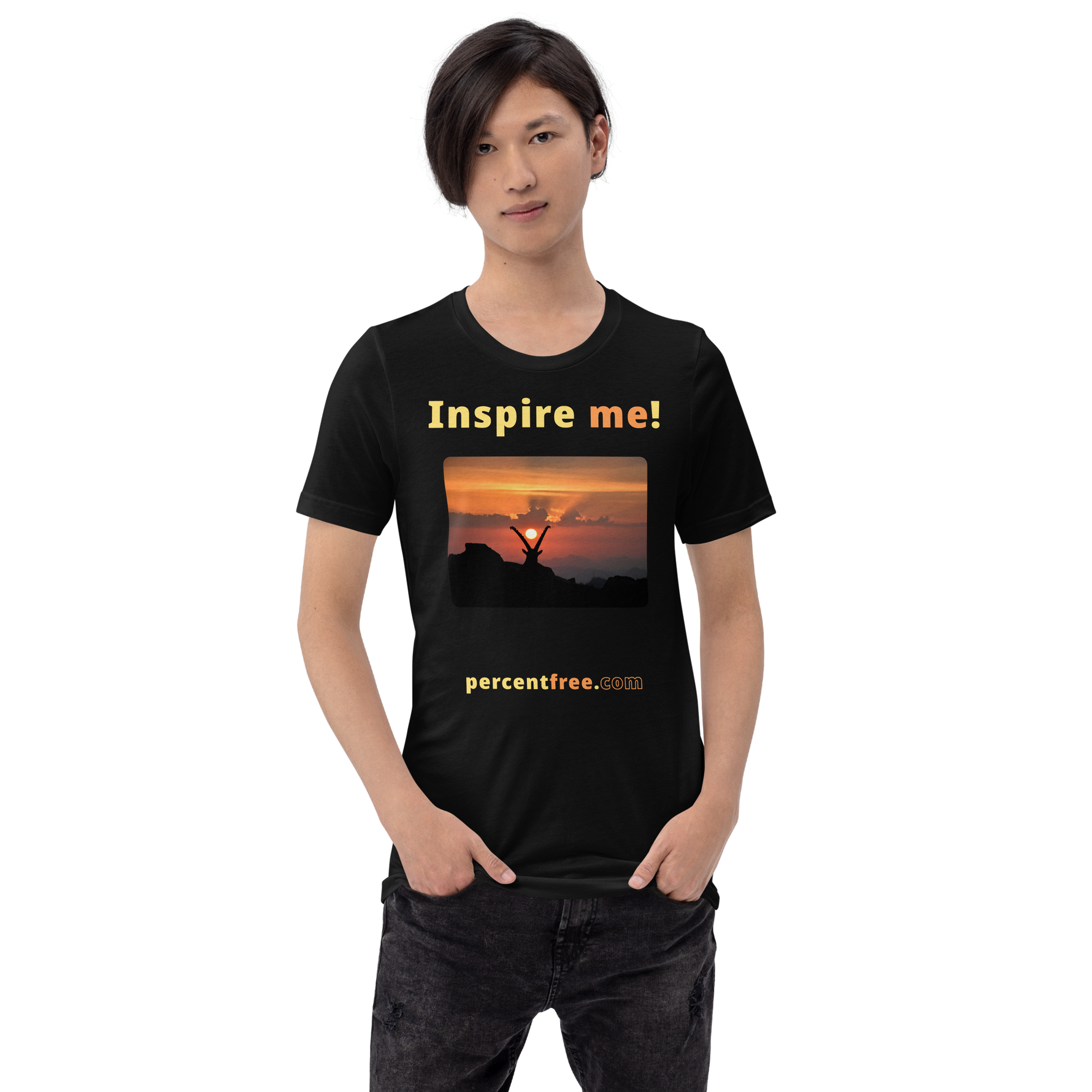 Inspire me! - Alpine ibex viewing a sunset - Unisex Inspiration T-shirt 