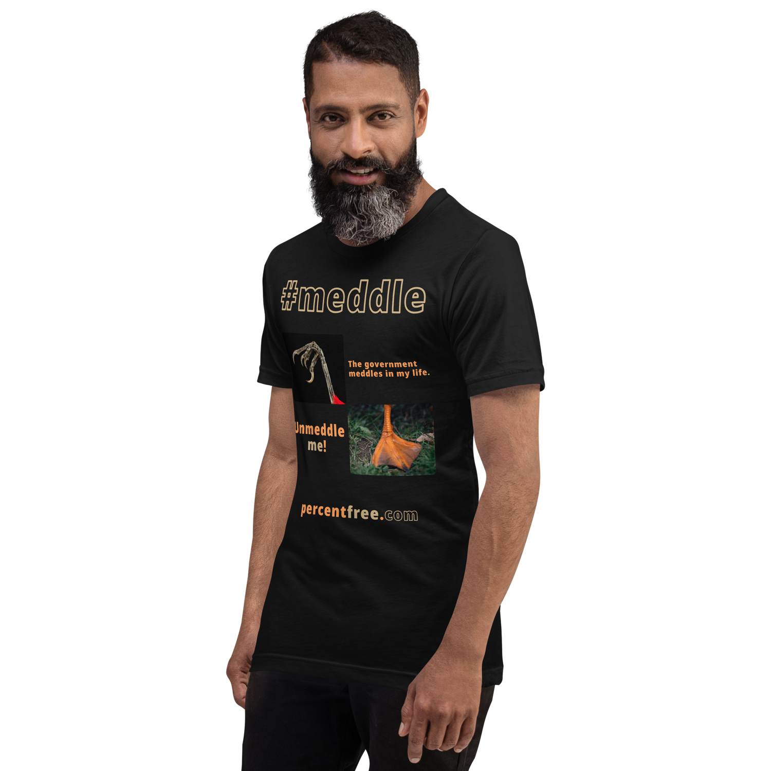 The government meddles in my life. - scarlet tanager claw - Unmeddle me! - duck foot - unisex freedom T-shirt 