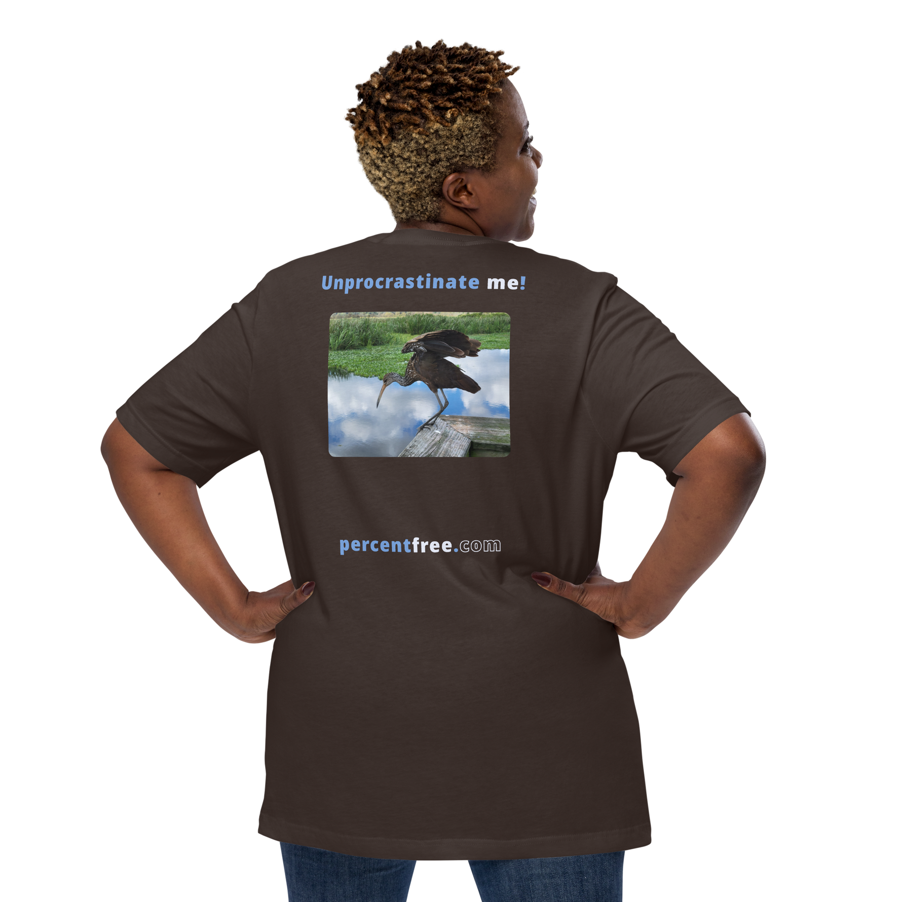 Unisex Freedom T-shirt - Unprocrastinate me! - limpkin foraging 