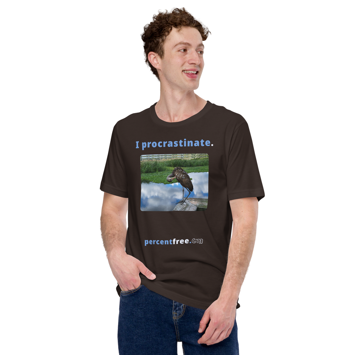 Unisex Freedom T-shirt - I procrastinate. - limpkin preening - 