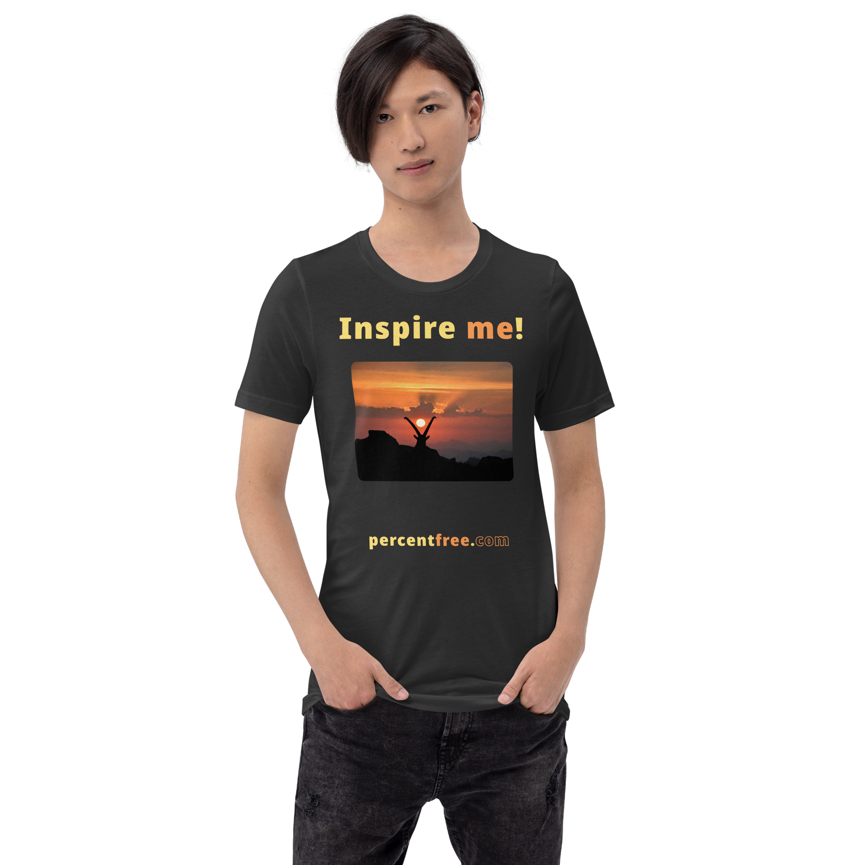 Inspire me! - Alpine ibex viewing a sunset - Unisex Inspiration T-shirt 