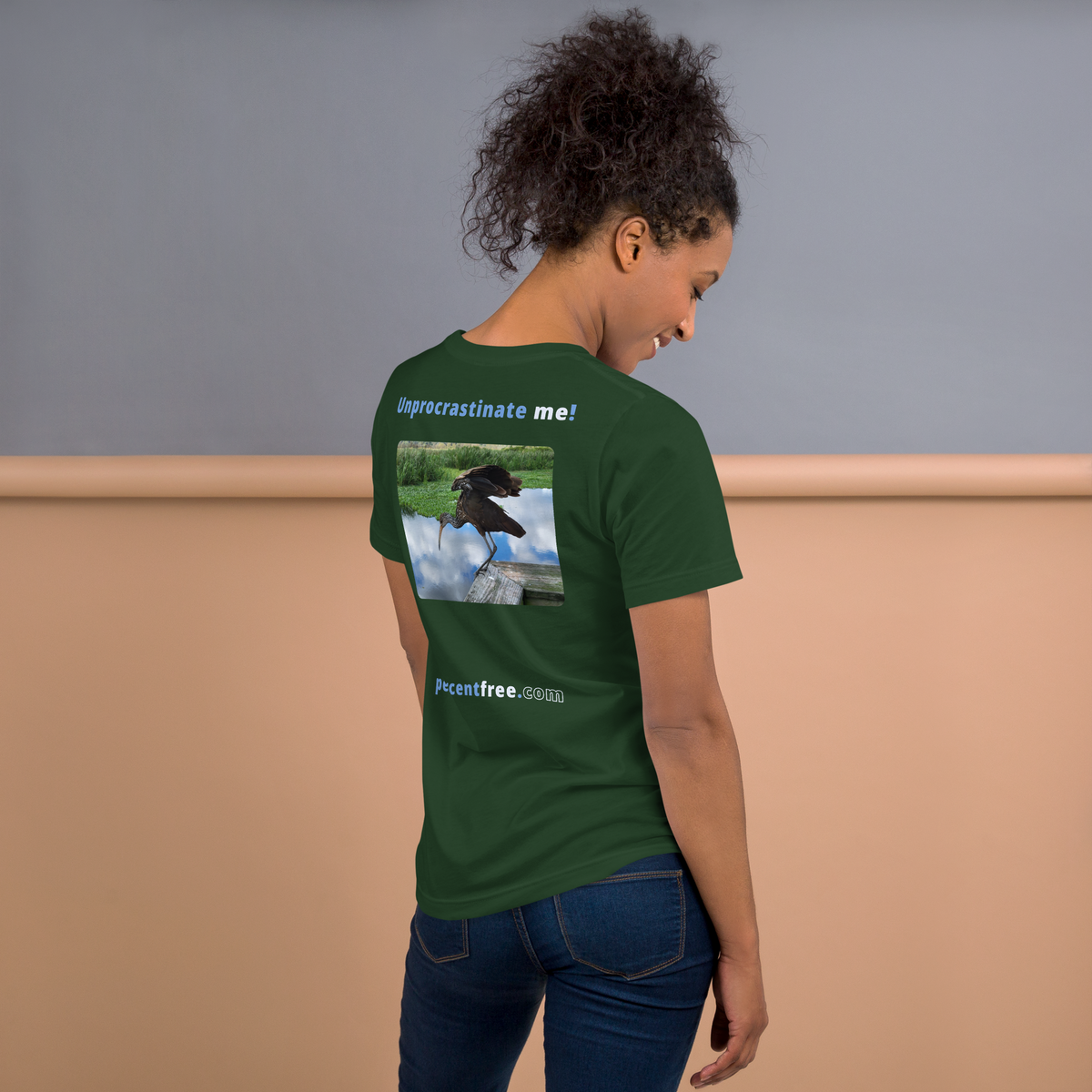 Unisex Freedom T-shirt - Unprocrastinate me! - limpkin foraging 
